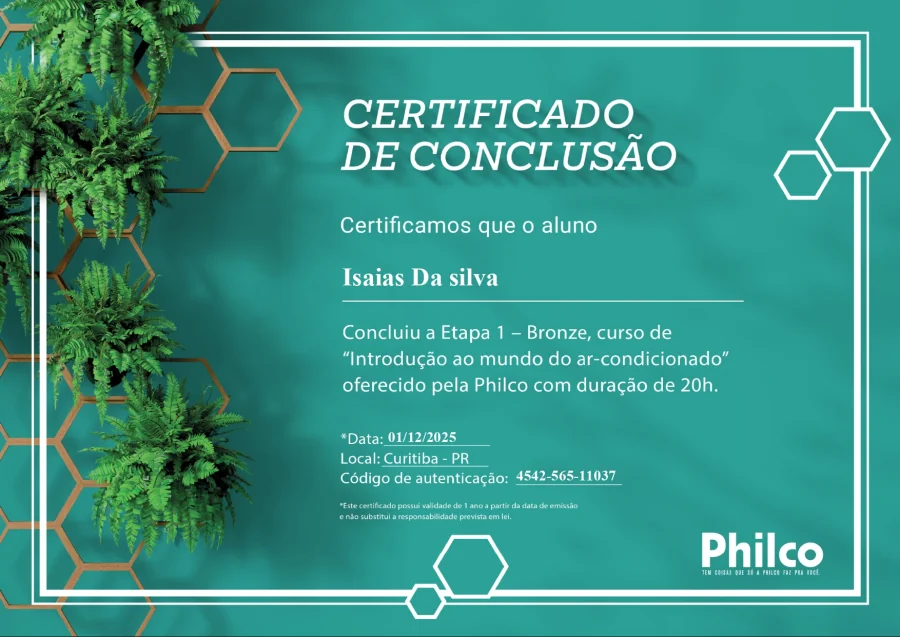 Certificado de formação técnica em climatização