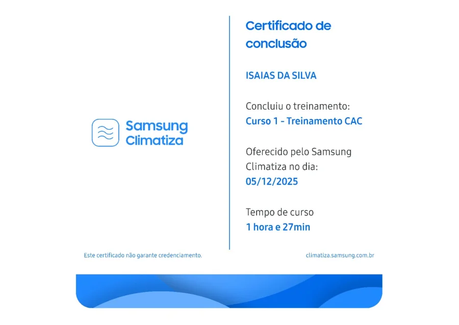 Certificado Samsung Climatiza